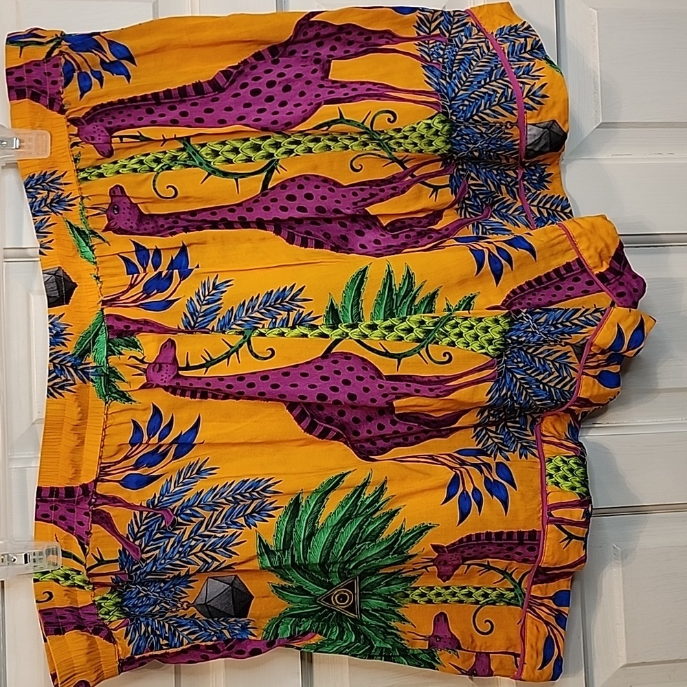 ANTHROPOLOGIE ORANGE Shorts EMMA SHIPLEY GIRAFFE Palms w/tie 3X - Picture 7 of 7